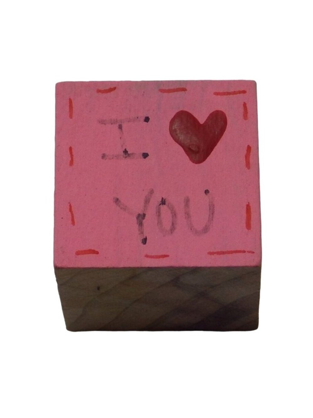 Miniature Toy  Block Dollhouse I Heart Love You Wood
